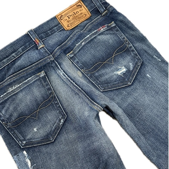 ππͺ‘ POLO RALPH LAUREN Tompkinsβ Skinny Patch Cigarette Jeans | Sz 26 Distressed - Picture 3 of 8